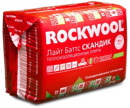 Утеплитель Rockwool (Роквул)  Лайт Баттс Скандик (100 мм)