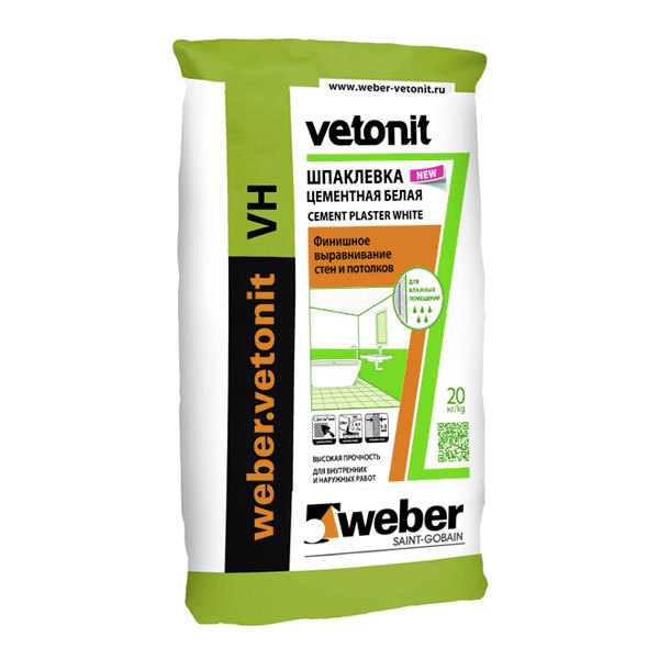 Шпаклевка водостойкая Ветонит (Vetonit) VH   белый (20 кг)