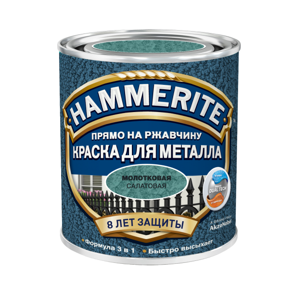 Краска по металлу Хаммерайт  молотковая салатовая (0,25 л)