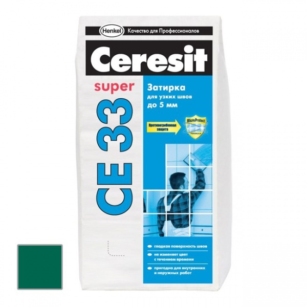 Затирка для плитки  Ceresit СЕ 33 до 6 мм (зеленый) 2 кг  