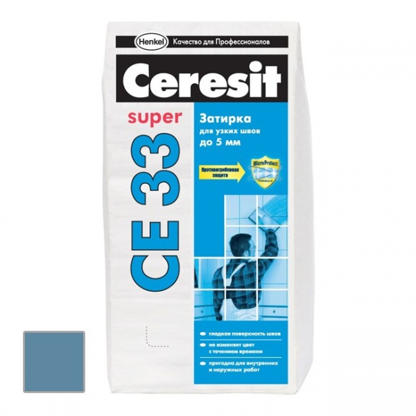 Затирка для плитки  Ceresit СЕ 33 до 6 мм (серо-голубой) 2 кг