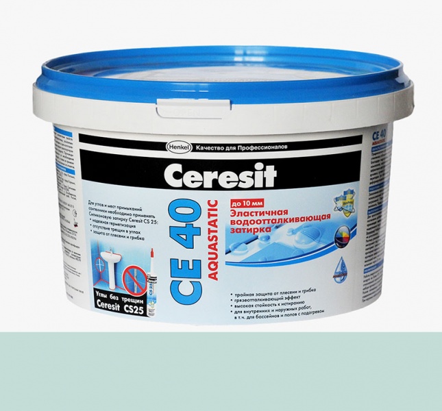 Затирка для плитки эластичная водоотталкивающая  Ceresit СЕ 40 Aquastatic (2 кг) - Мята