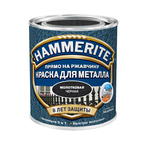 Краска по металлу Хаммерайт  молотковая черная (5 л)