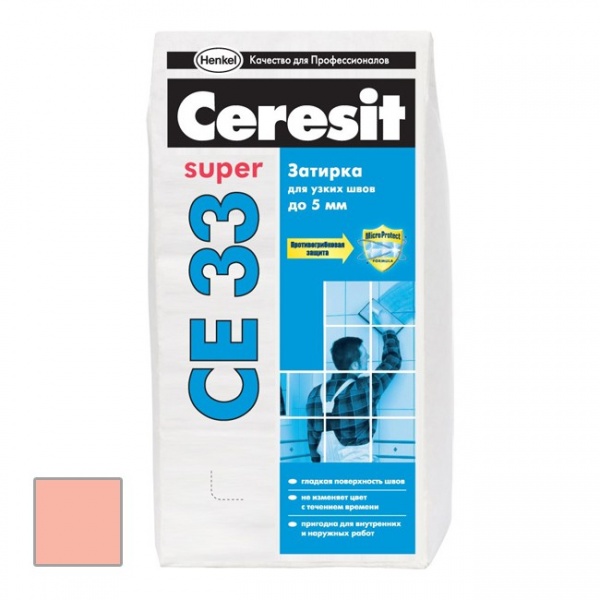 Затирка для плитки  Ceresit СЕ 33 до 6 мм (розовый) 2 кг 