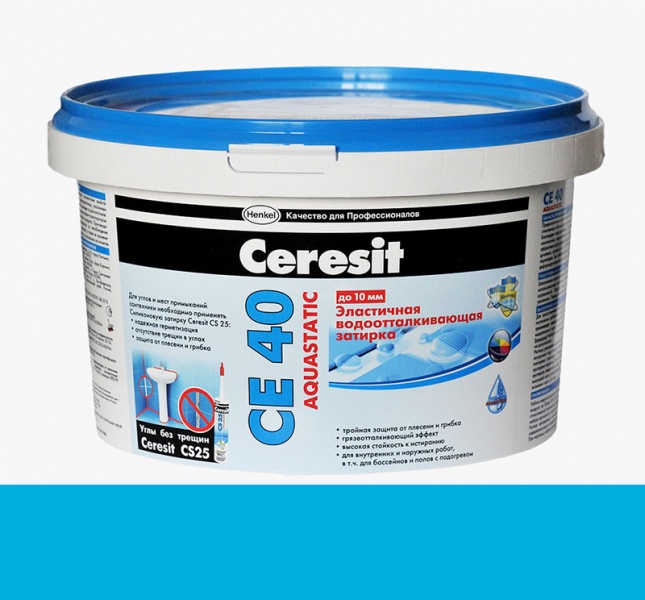 Затирка для плитки эластичная водоотталкивающая  Ceresit СЕ 40 Aquastatic (2 кг) - Небесный