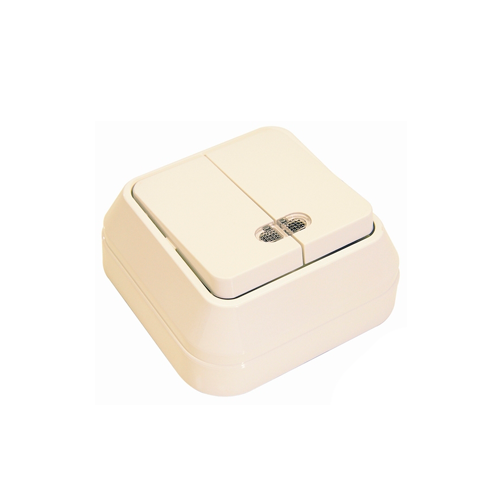 Выключатель о/п 2 кл с индикацией крем «Этюд» Lexel ВА10-006