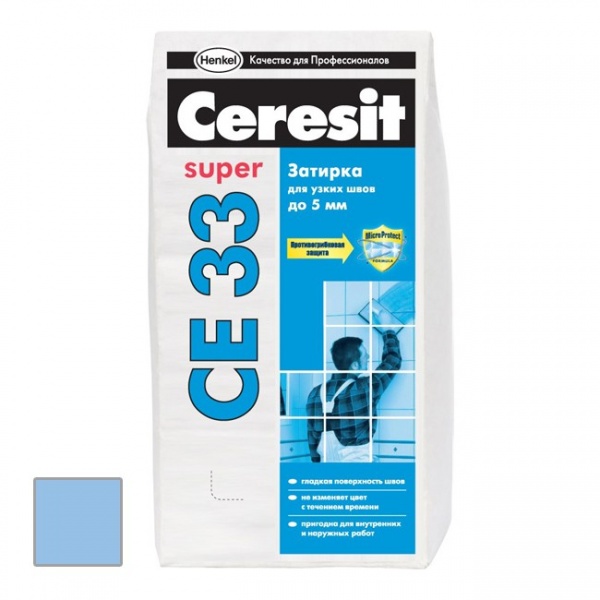 Затирка для плитки  Ceresit СЕ 33 до 6 мм (голубой) 2 кг