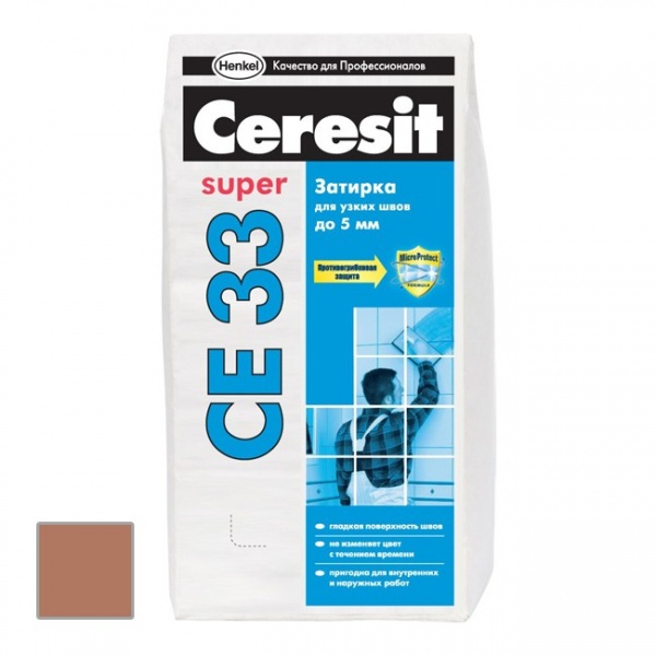 Затирка для плитки  Ceresit СЕ 33  до 6 мм (какао) 2 кг